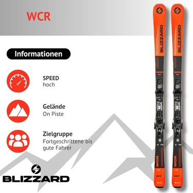 Лижі гірськолижні Blizzard WCR - повний камбер та рокер - з кріпленнями TLT10 Demo Z3-10 - для досвідчених та хороших лижників - слаломні лижі для підготовлених трас 153 см
