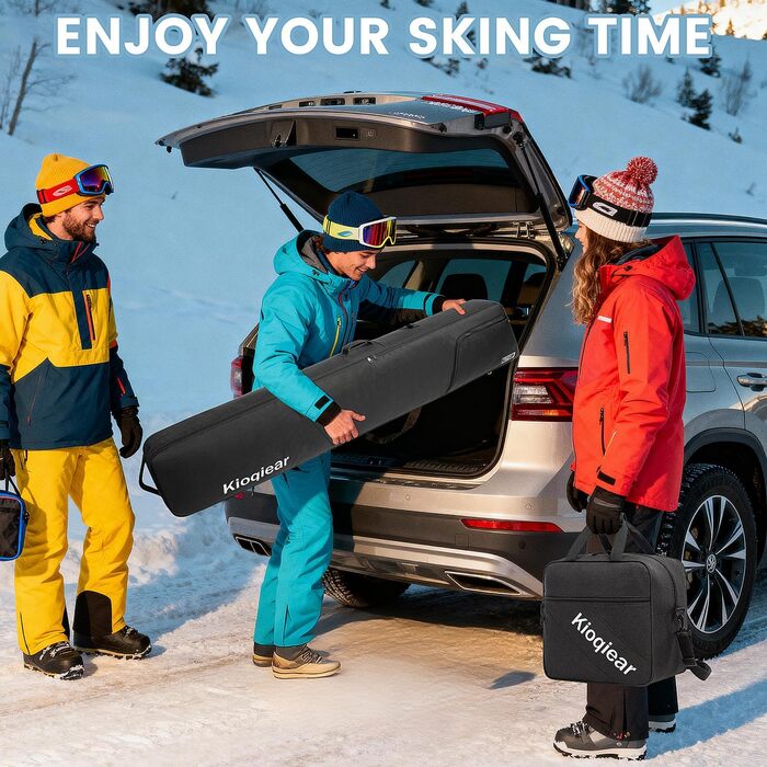 Сумка для сноуборду та черевиків Kioqiear з підкладкою, чорна (до 165 см та 43 розмір)