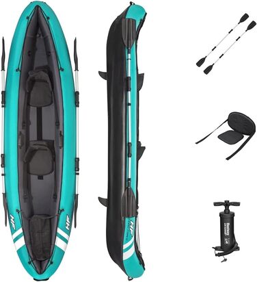 Надувний каяк Bestway Hydroforce Ventura для двох осіб, комплект: ручний насос, весла, сумка, 2021