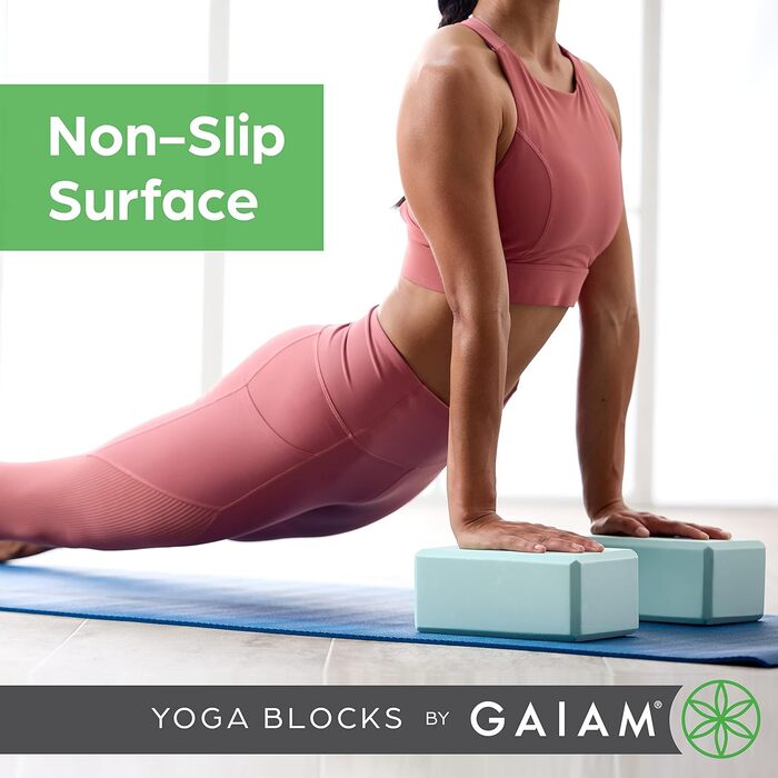 Килимок для йоги та пілатеса Gaiam Yogablock, м'який протиковзкий EVA-пінопласт без латексу, рожевий