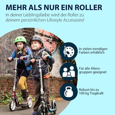 Самокат HUDORA BigWheel 205 алюмінієвий, складаний, регульований, для дітей та дорослих до 100 кг, з підніжкою