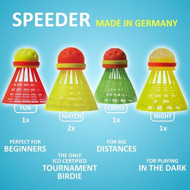 Професійний набір для кросмінтону Speedminton S900 з карбоновими ракетками, 5 воланами, ігровим полем та сумкою