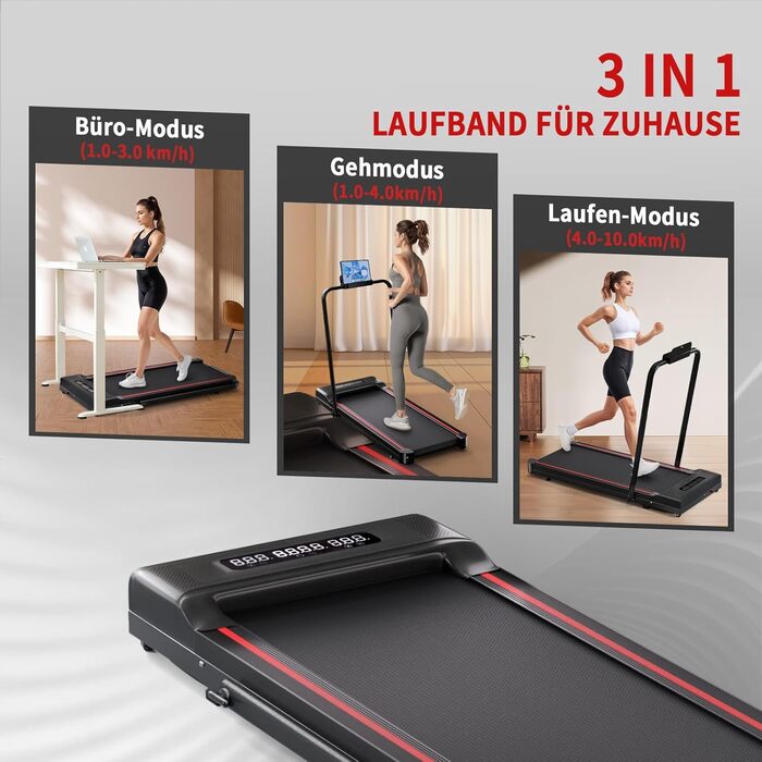 Складний біговий тренажер Sperax для дому та офісу, 10 км/год, чорний