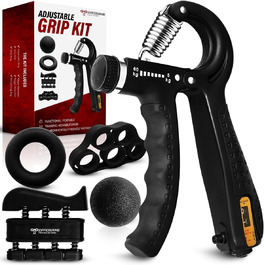 Регульований тренажер для рук Handtrainer з опором 4,5–59 кг, чорний. Для розвитку м'язів, реабілітації та зняття стресу