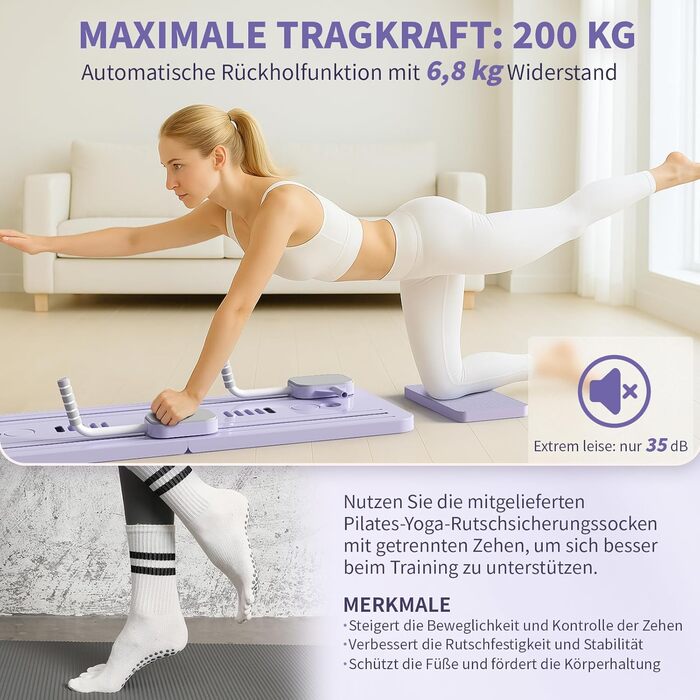 Реформатор Pilates Northdeer, оновлена версія 2025, складаний фітнес-борд 8-в-1, чорний