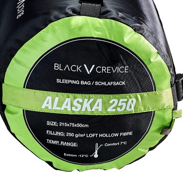 Сплячий мішок Black Crevice Alaska 250 I для кемпінгу | Зручний, дихаючий, водонепроникний | Довжина 215 см | У комплекті чохол