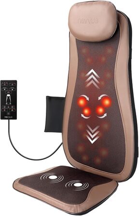 Масажний накид на сидіння з підігрівом та 3D масажем, Shiatsu масажер для спини з 3 рівнями інтенсивності, для дому (V-WMB01-UK)