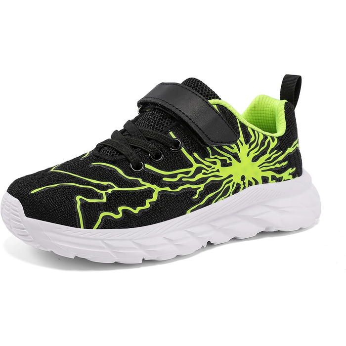 Дитячі спортивні кросівки для хлопчиків та дівчаток. М'яка підошва, дихаюча сітка, для занять спортом та активного відпочинку. Кольори: чорний, зелений. Розмір 29 EU