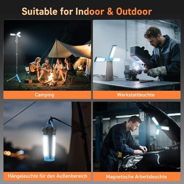 Портативна LED кемпінгова лампа 15000mAh з регулюванням яскравості, штативом, IP65, для кемпінгу, подорожей, будівництва та надзвичайних ситуацій, блакитна