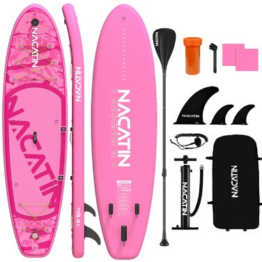 NACATIN SUP дошка для дорослих надувна 320 см (10'6") рожева + весло, насос, рюкзак, ремкомплект - для початківців та досвідчених