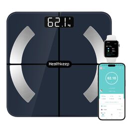 Ваги Healthkeep з Bluetooth, точні вимірювання, 13 показників здоров'я, для Android та iOS, до 180 кг, блакитні