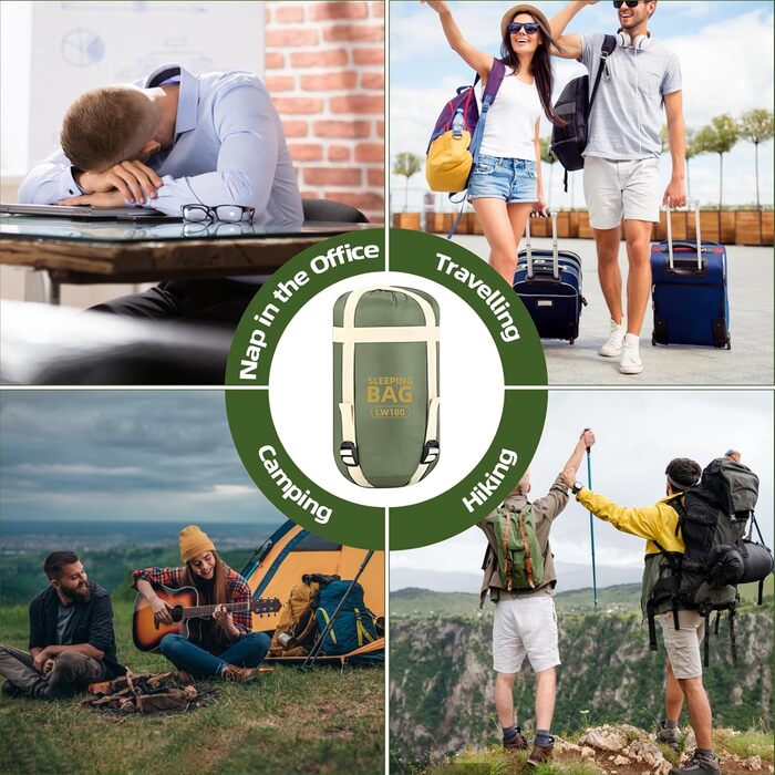 Легкий літній спальний мішок, 680г, 190 x 75 см, компактний, для кемпінгу