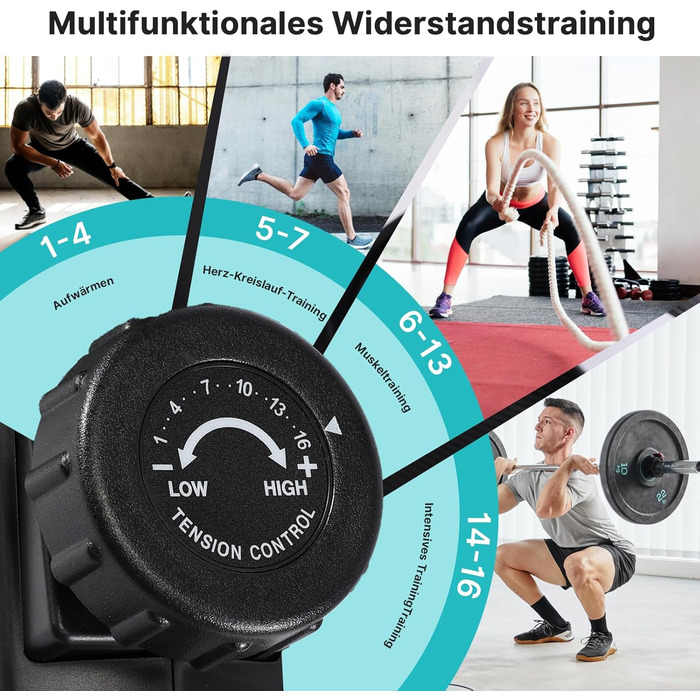 Ергометр Wenoker для дому з магнітною гальмом, датчиками пульсу та LCD-дисплеєм, 16 рівнів опору, до 160 кг, спинна опора, для літніх людей