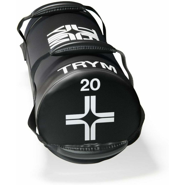 Силова торба Trym Power Bag 5 кг, 4 ручки, 50 см, PVC, гумова оболонка, чорна – пісочний мішок для функціонального тренування, фітнесу, кросфіту