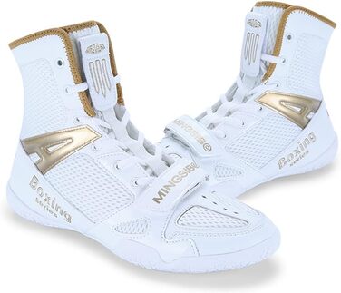 Чоловічі боксерські черевики для тренувань та фітнесу, білі (35 EU, Gold)