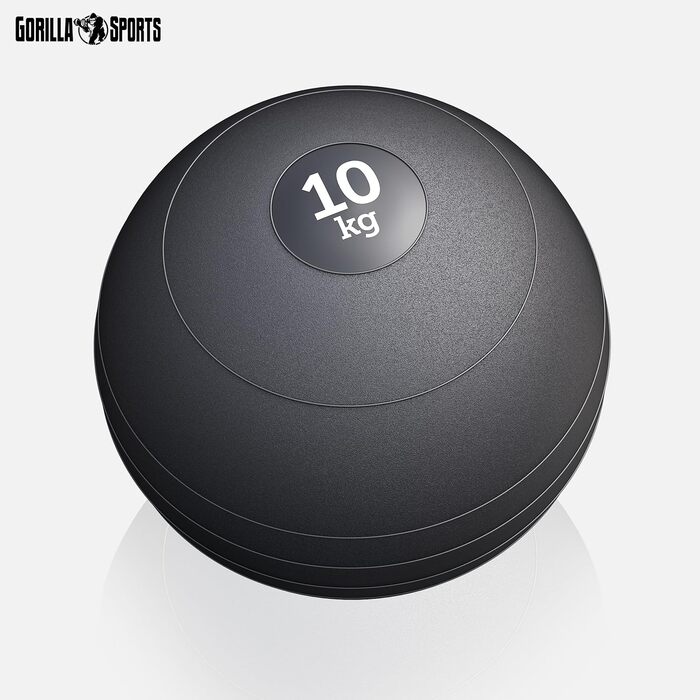 М'яч Slam Ball GORILLA SPORTS 10 кг – антиковзний, для фітнесу та кросфіту, чорний, вага 10 кг