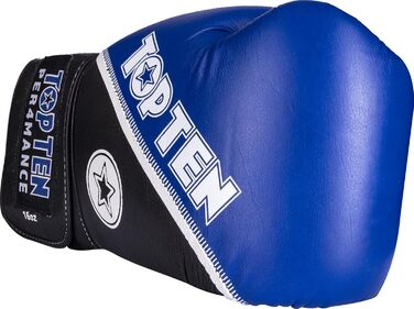 Боксерські рукавички TOP TEN '4Select' з натуральної шкіри (синьо-чорні, 16 oz, стандартні)