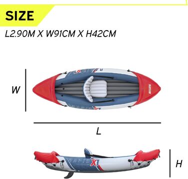 Надувний каяк Bestway Hydro Force Rapid X1 290x91x42 см для 1 людини, до 120 кг, Inflata-Shield, GS сертифікат, алюмінієве весло, насос, сумка
