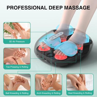 Масажер для ніг Medcursor з підігрівом: глибокий масаж, розслаблення м'язів та зняття втоми. Регулювання інтенсивності для дому та офісу (сірий)