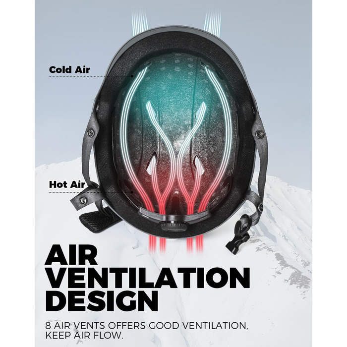 Шолом гірськолижний Victgoal для чоловіків та жінок, сірий, розмір M/L (59-61 см), з підкладкою з флісу та вентиляцією