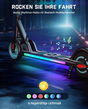 Електросамокат FanttikRide C9 Apex для дітей від 8 років, Bluetooth-музика, різнокольорові підсвітки, 8/12,8/16 км/год, запас ходу 8 км, LED-дисплей, регулювання висоти, складаний, для хлопчиків і дівчаток, синій