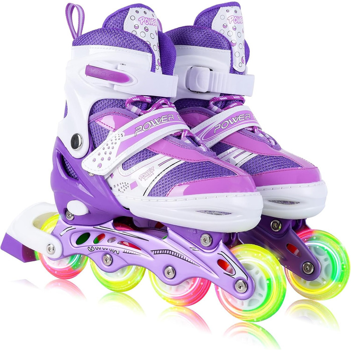 Дитячі ролики JIFAR Inliner з регулюванням розміру та підсвічуванням, розміри 30-33, 34-37, фіолетовий колір
