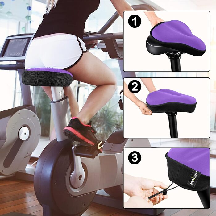 Покриття для велосипедного сидіння з гелевою подушкою, 27 x 25 см (фіолетовий)