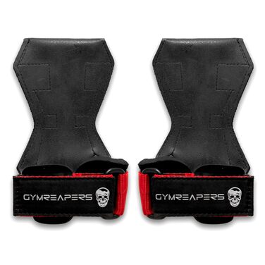 Гриппи для важкої атлетики Gymreapers (пара) для станової тяги, паверліфтингу та тяги в нахилі, неопренові кистьові ремені з гумовим хватом для бодібілдингу (Червоний, M)