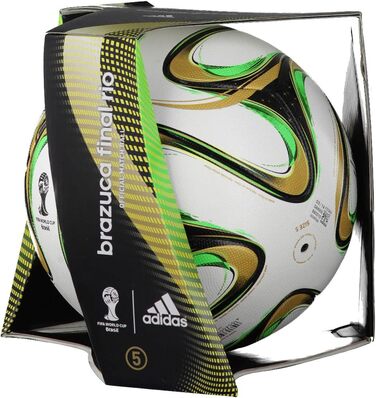 Футбольний м'яч adidas Brazuca Finale Rio 2014, білий/чорний/золотий/зелений, розмір 5