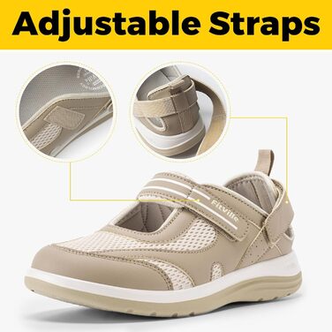 Стріпки FitVille для жінок - широкі сандалії для літа, догляд, Mary Jane з липучкою (36 EU, Хакі)