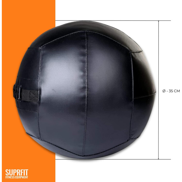 М'яч для фітнесу SUPRFIT 15 кг – для крос-тренувань та функціонального тренування, з м'яким наповнювачем та неслизькою поверхнею з ПВХ