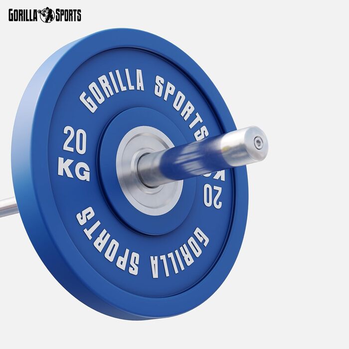 Бамперні диски GORILLA SPORTS 20 кг, 50 мм, гумові, для штанги, олімпійські вагові плити