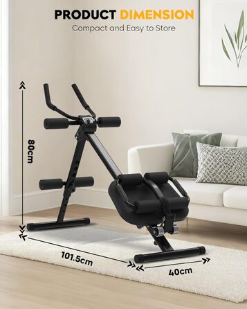 Тренування пресу GuuG: компактний тренажер для дому. Зручний, складаний, для чоловіків та жінок. Чорний колір.