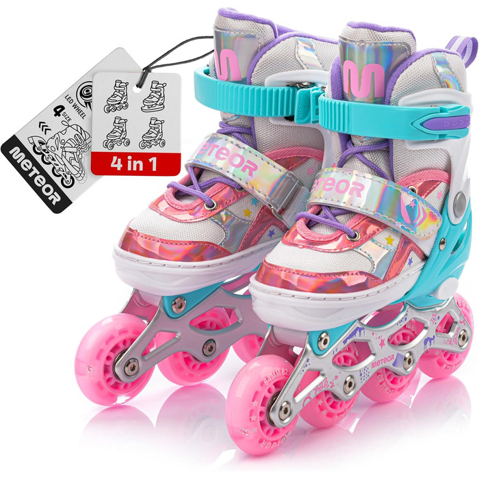 Дитячі ролики Meteor Vertellbare 4-в-1 – ролики-інлайни для дітей, ABEC-7, PU-колеса, алюмінієвий фрейм, розміри XS-37 (Lunar)