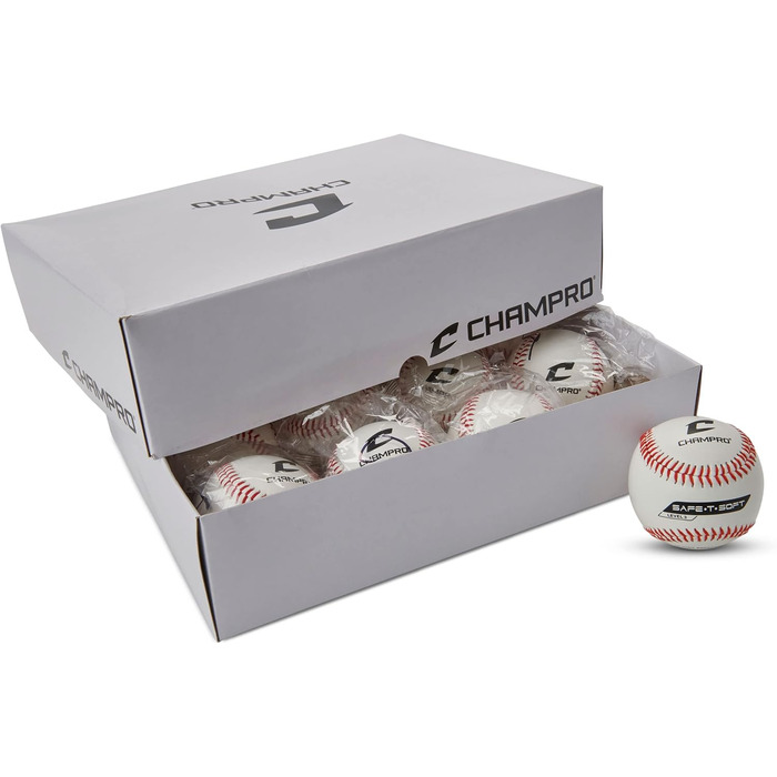 Бейсбольний м'яч Champro Safe-T-Soft (білий, 22.9 см, 12 шт.) - м'який, безпечний для тренувань