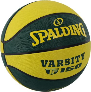 Баскетбольний м'яч Spalding TF-150 Varsity - Міцний гумовий, офіційний розмір, для всіх поверхонь, з рельєфним зчепленням (7, зелено-жовтий)