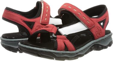 Жіночі сандалії Rieker 68879 - класичні, червоно-комбіновані, 39 EU