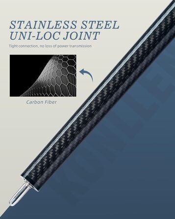 Білльярдний кий для брейків KONLLEN Heavy Hitter, карбоновий, з наконечником 12.9 мм, кий для удару, кий для пулу (KL-HH), 1/2 розділений, 3-х частинний кий для брейків та джампів, KL-HH Uniloc