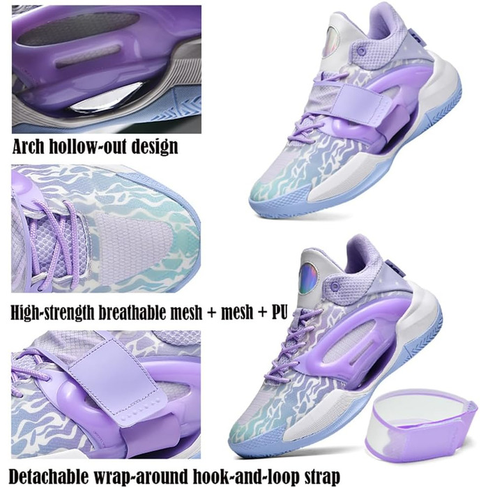Чоловічі баскетбольні кросівки для хлопців, зручні для тренувань, бігу та тенісу, чорно-білі, 869 (44 EU, фіолетово-білі 869)