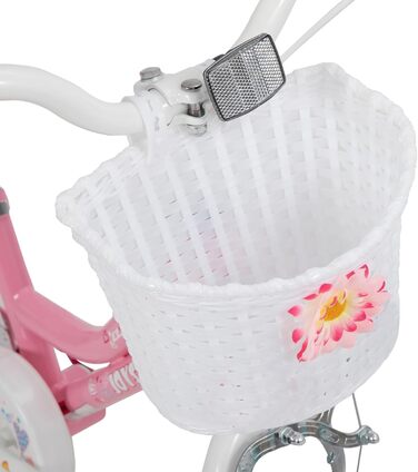 Дитячий велосипед JOYSTAR 18 дюймів для дівчаток 6-9 років з додатковими колесами та кошиком, рожевий