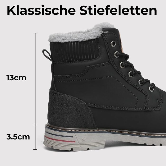 Зимові черевики Mishansha Herren: теплі, з підкладкою, антиковзаючі, класичні, розмір 39-48 EU, чорний