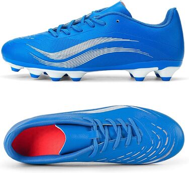 Футбольні бутси для чоловіків та хлопчиків, шипована підошва, мікрофібра, для штучного газону, білі та червоні, розмір 35 EU, блакитні