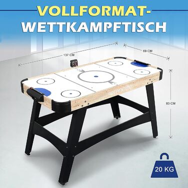 Тік-хокей SereneLife – ігровий стіл для настільних ігор, великий розмір, потужний мотор, для дітей та дорослих, блакитно-чорний