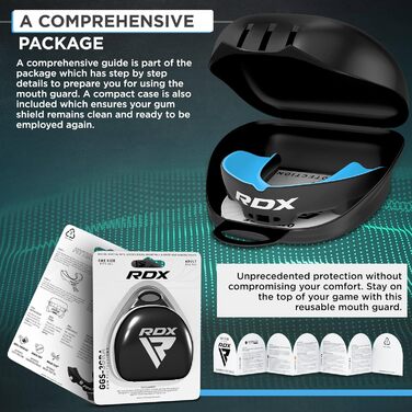 Капа для захисту зубів RDX для бойових видів спорту, MMA, кікбоксингу, хокею, футболу, муай-тай, регбі. Зручна коробка для зберігання. Для дорослих та дітей (від 12 років).