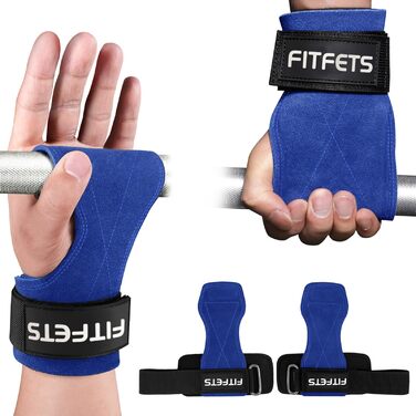 Лідши для важкої атлетики Zughilfen, ремені для підйому ваги, бодібілдинг, пауерліфтинг та фітнес, шкіряні ремені для чоловіків та жінок (блакитні)