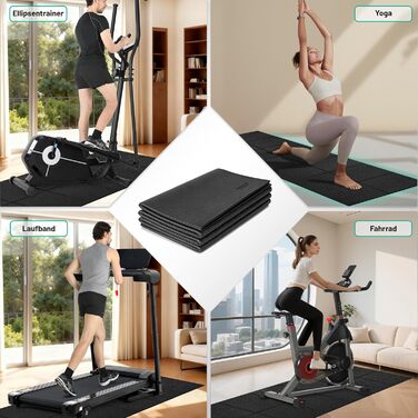 Складаний килимок для захисту підлоги під бігову доріжку та тренажери (200x90 см), товщина 6 мм, протиковзкий та амортизаційний мат для крос-тренажера, йоги та фітнесу