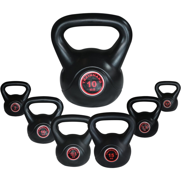 Гиря TrainHard 7,5 кг з пластику та цементу для фітнесу та тренувань