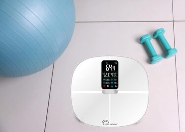 Ваги-аналізатор LITTLE BALANCE 8464 Cardio Connect 4 Classic, скло, білий, з вимірюванням імпедансу, підключення до смартфону