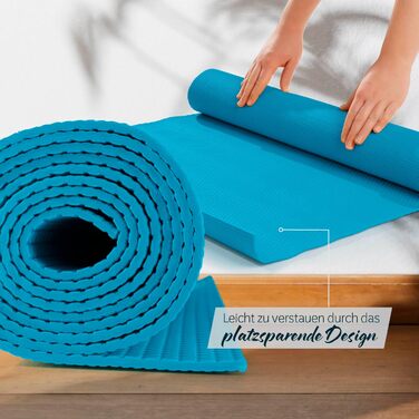 Йога мат для фітнесу, 183x61x0.4 см, неслизька, для йоги, фітнесу, пілатесу, під спортивне обладнання | Звукоізоляція, міцна, Petrol