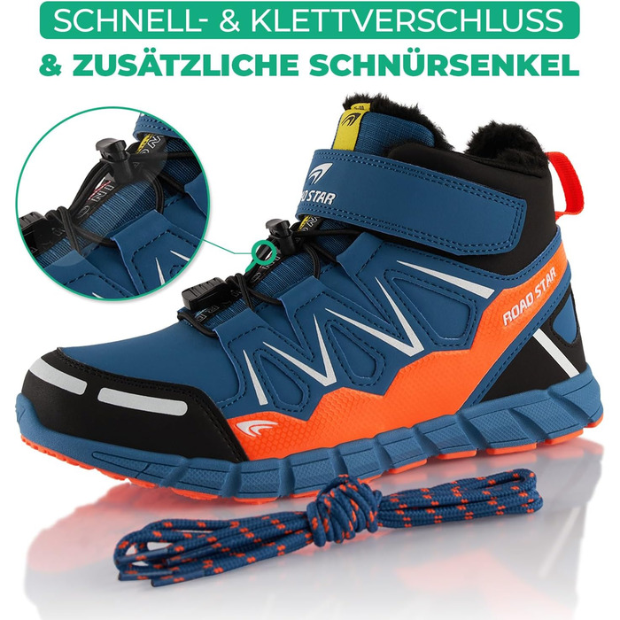 Черевики для ходьби жіночі та чоловічі, зимові, з утеплювачем, кольори: синій, помаранчевий, розмір 43 EU